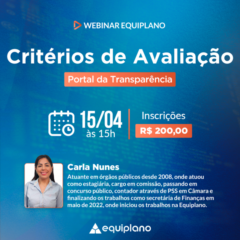 WEBINAR CRITÉRIOS AVALIAÇÃO